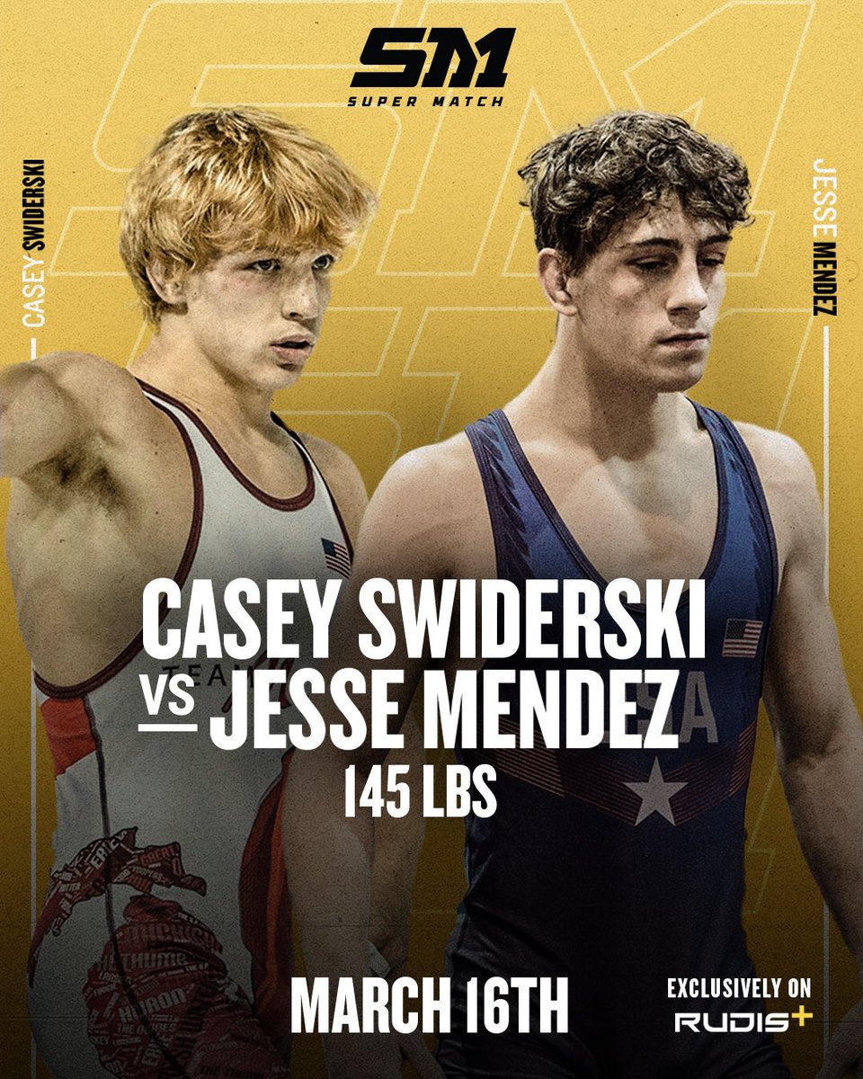 rudisplus's tweet photo. The Long Awaited Rematch. @CaseySwiderski &amp; @PhenoMendez Join the Super Match Card at 145 LBS. 

Stream Super Match exclusively on RUDIS+

#rudisplus #supermatch #wrestling https://t.co/b4rOzTneB8