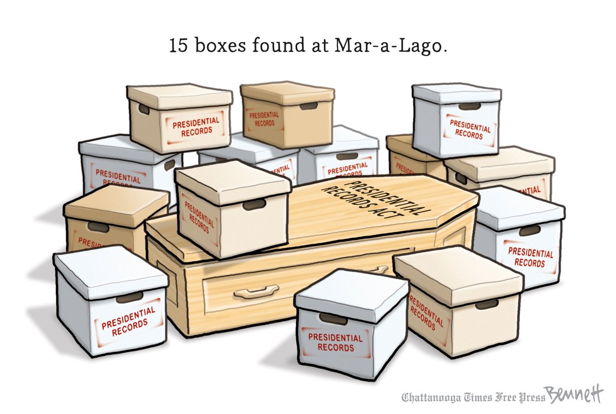 BennettCartoons's tweet photo. 2/11/2022- Fifteen Boxes #PresidentialRecordsAct #TrumpRecords #15Boxes #FifteenBoxes https://t.co/tsAtwMgUUS https://t.co/KTSIe8N1hj