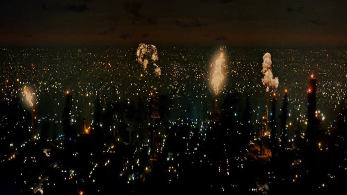 rip Douglas Trumbull. These opening shots in Blade Runner where done completely in camera, no post. The film was exposed numerous times each time with new light and flames to build up shot. Each shot took 16-20 exposures. An absolute master.