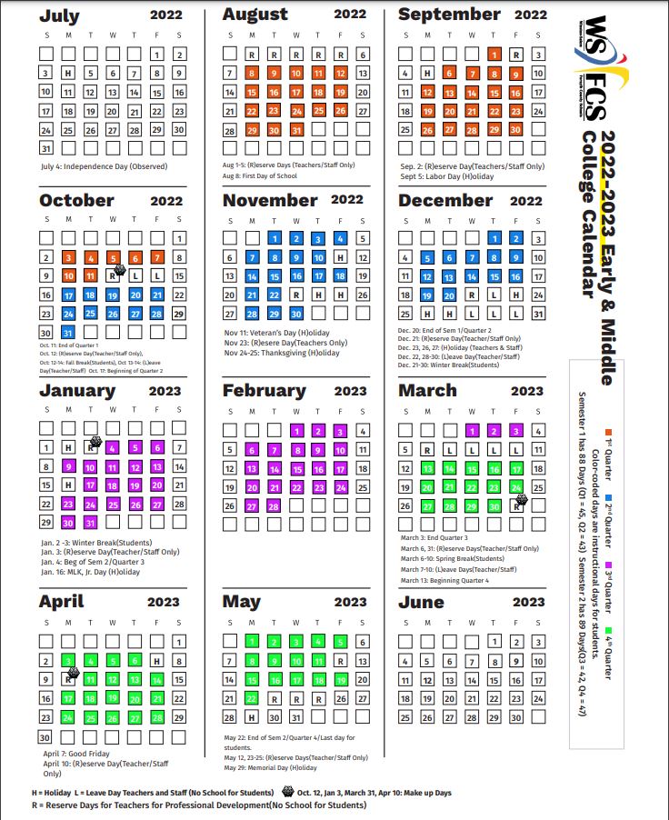 Wsfcs Calendar 2023 Middle College Of Forsyth / Overview