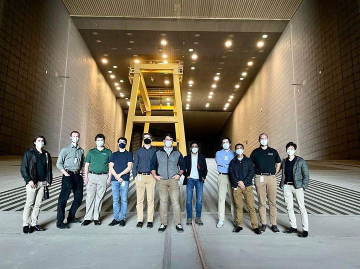 AERO 568, taught by lecturer (and former Cal Poly AERO student) Will Newey, is visiting NASA Ames today. Pictured is the group in the inlet to the 120’x80’ wind tunnel.