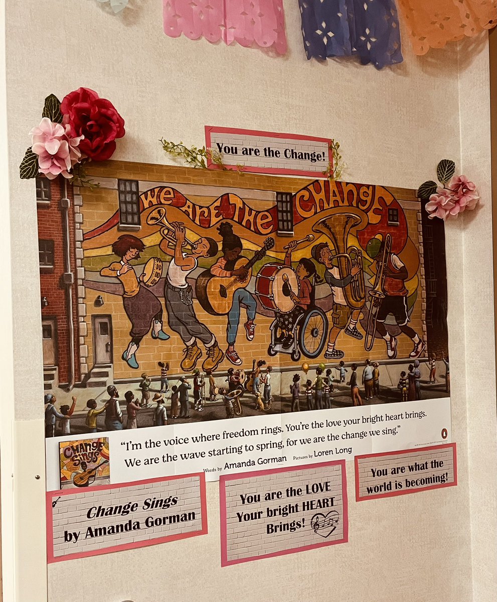 donna_dlk's tweet photo. My middle school students are going to love the new #ChangeSings kit & wall art! Love sharing @TheAmandaGorman poetry to #TeachChange 🌺🌸 https://t.co/hQzC6Pv4Hl https://t.co/41QwXMGXmF