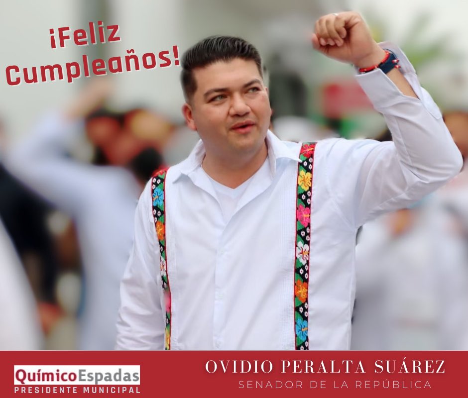 Espadas's tweet photo. Mis mejores deseos en su día al Senador @OvidioPeraltaS, que la dedicación, esfuerzo y amor a #Tabasco se siga reflejando en su trabajo en el @senadomexicano, ¡Enhorabuena! https://t.co/pvQHyNhS8m