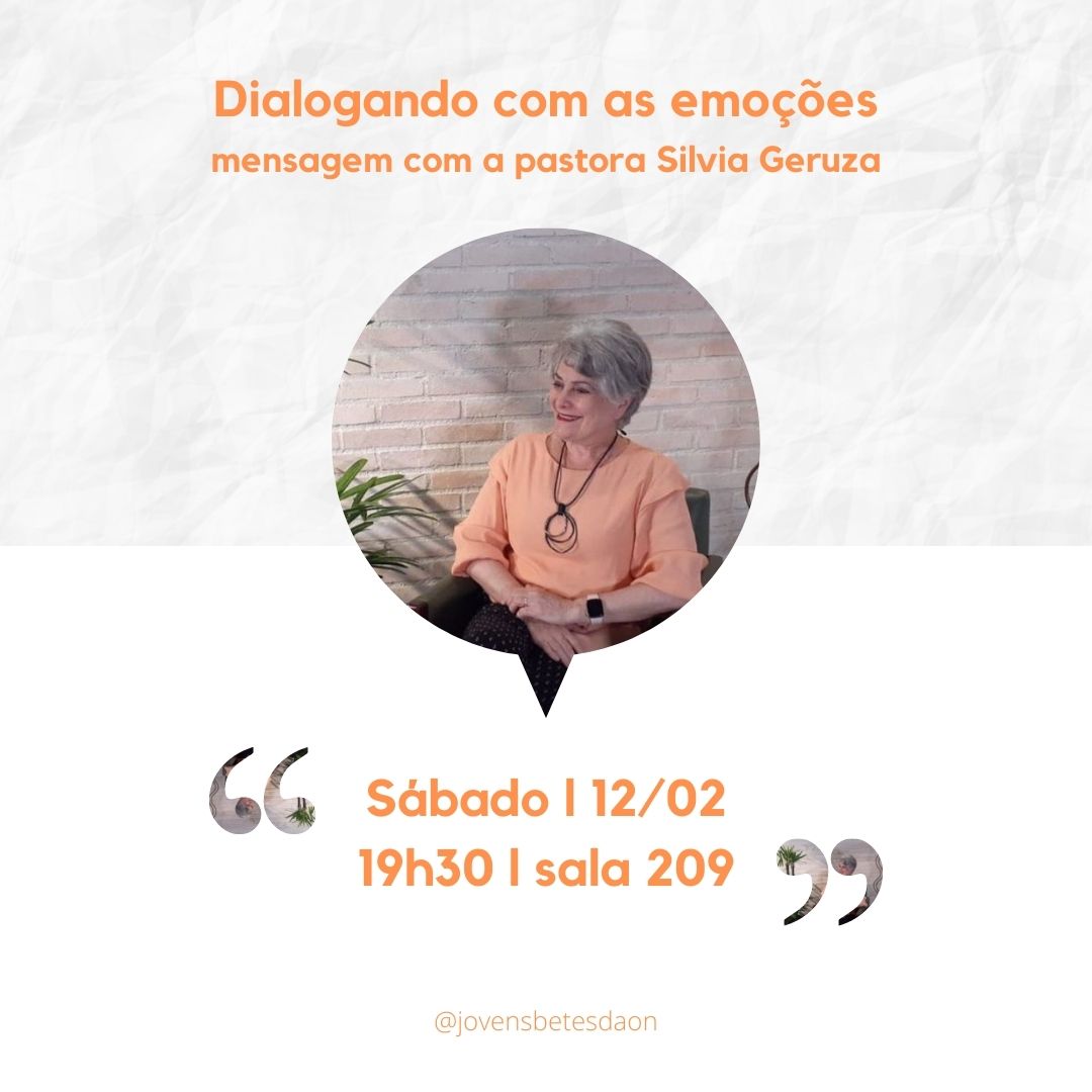 Sábado, 12 de fevereiro às 19h30, acontece a reunião do JB "Dialogando com a emoções". A mensagem será com a <a href="/silviageruza/">silviageruza</a>. Até lá!