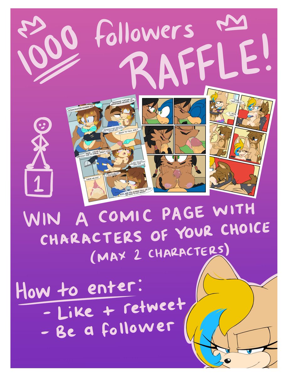 1000 Follower Raffle!
Win a comic page with two characters of your choice!
To enter:
    - Like and retweet
    - Be a follower (new followers welcome!)

Raffle Ends: 1st March

Thank you for your support so far guys 💙❤️
#nsfw #nsfwcomic