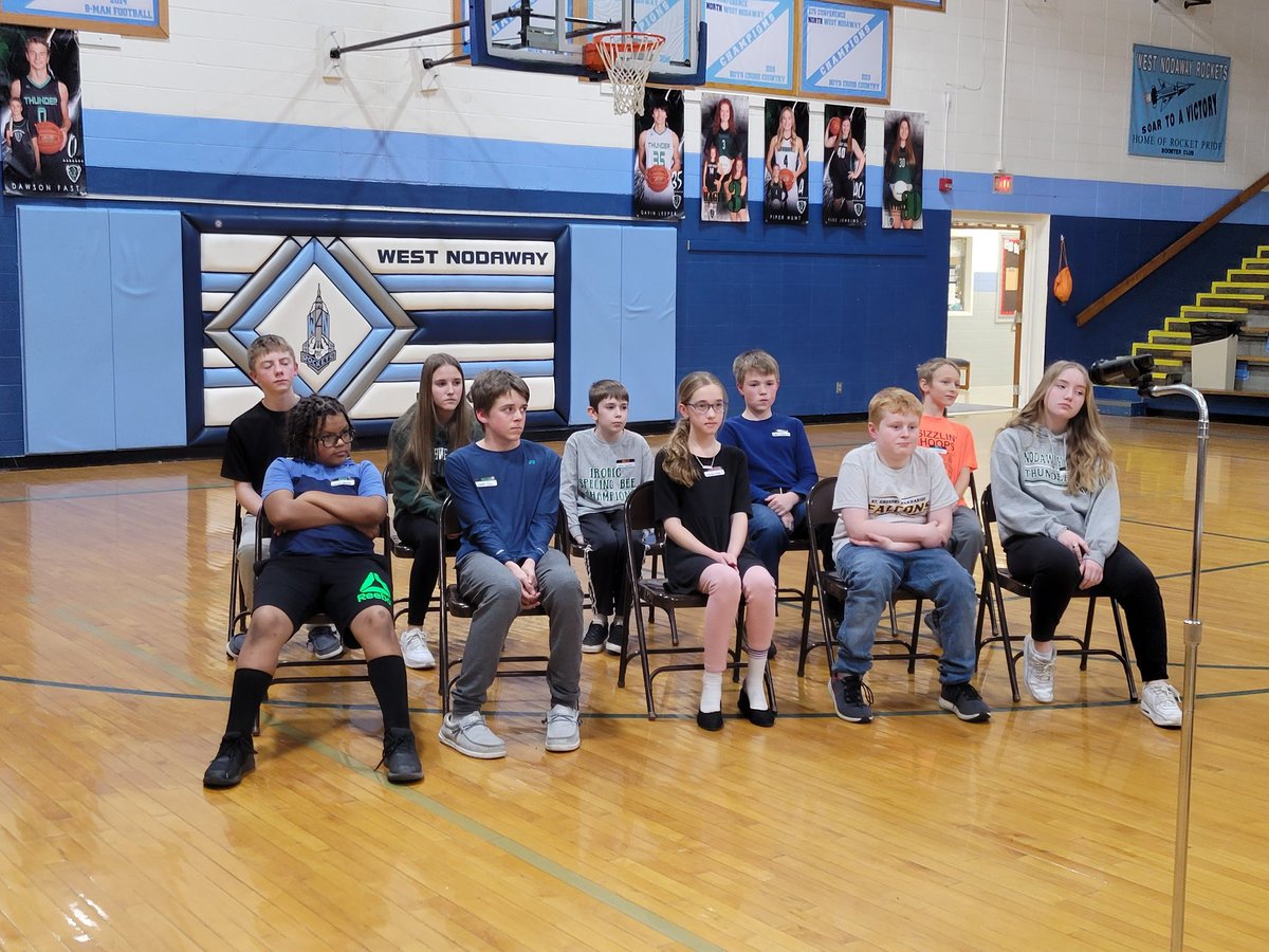 KlydonMMS's tweet photo. Congratulations to all of our Nodaway County spellers on their performance at tonight's bee. MMS's Cooper Lynn is the Nodaway County Spelling Bee Champion and will move on to the regional contest March 5 in St. Joe. https://t.co/ctJ4ha2RwV
