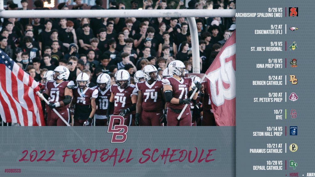 🚨 The 2022 DBP Football schedule has been finalized! #BoscoFootball