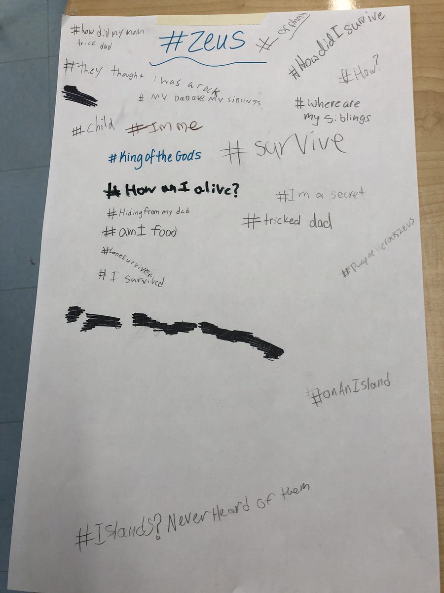 MoultroupHDMS's tweet photo. 6th graders worked hard to identify story elements in Greek mythology. Then, they had a bit of Twitter fun! My favorite moment of the day was when a few students used their free time to tell each other about the myths they read! #hdmspride https://t.co/eFcp74fdqS