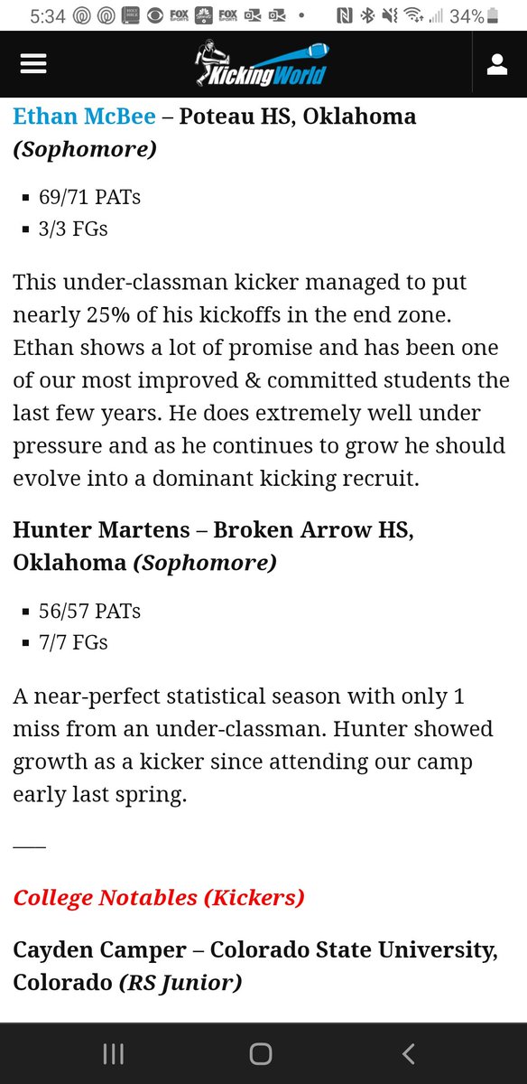 Proud to say that <a href="/EthanMcBee2024/">Ethan McBee</a> was named Honorable Mention of the <a href="/KickingWorld/">Kicking World Kicking Camps</a> 2021 All-America Team!
#prouddad 
<a href="/TFirme/">Tom Firme</a>
@Buck_SBLiveOkla