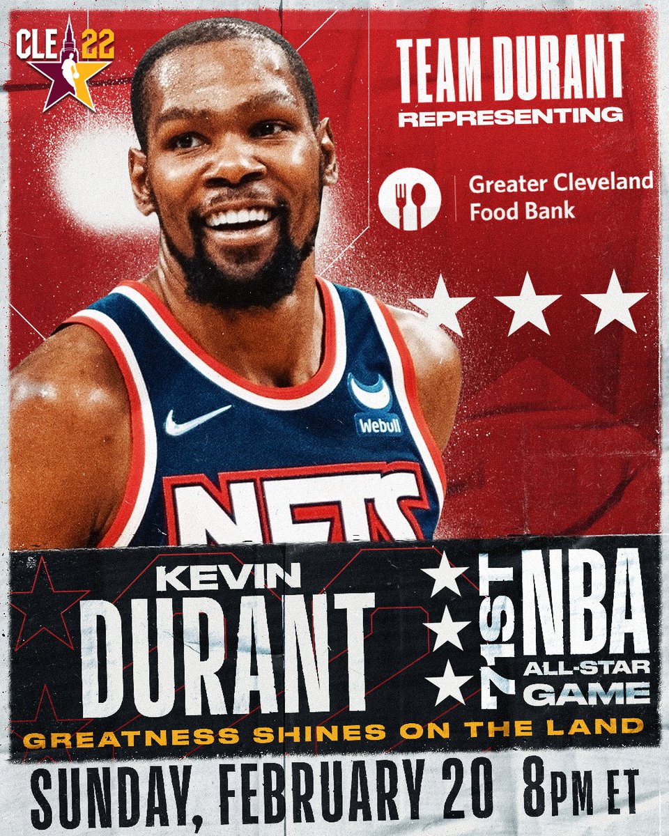NBAAllStar's tweet photo. 2022 #NBAAllStar Game is for charity!

#TeamDurant will play for Greater Cleveland Food Bank (@CleFoodBank) https://t.co/dCPRJiB6qi
