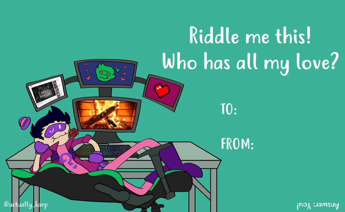 Actually_Karp's tweet photo. My dork squad as Valentine cards π #dc #dcu #DorkSquad #Riddler #TheScarecrow #JonathanCrane #JervisTetch #EdwardNygma https://t.co/4kwTJwZRct