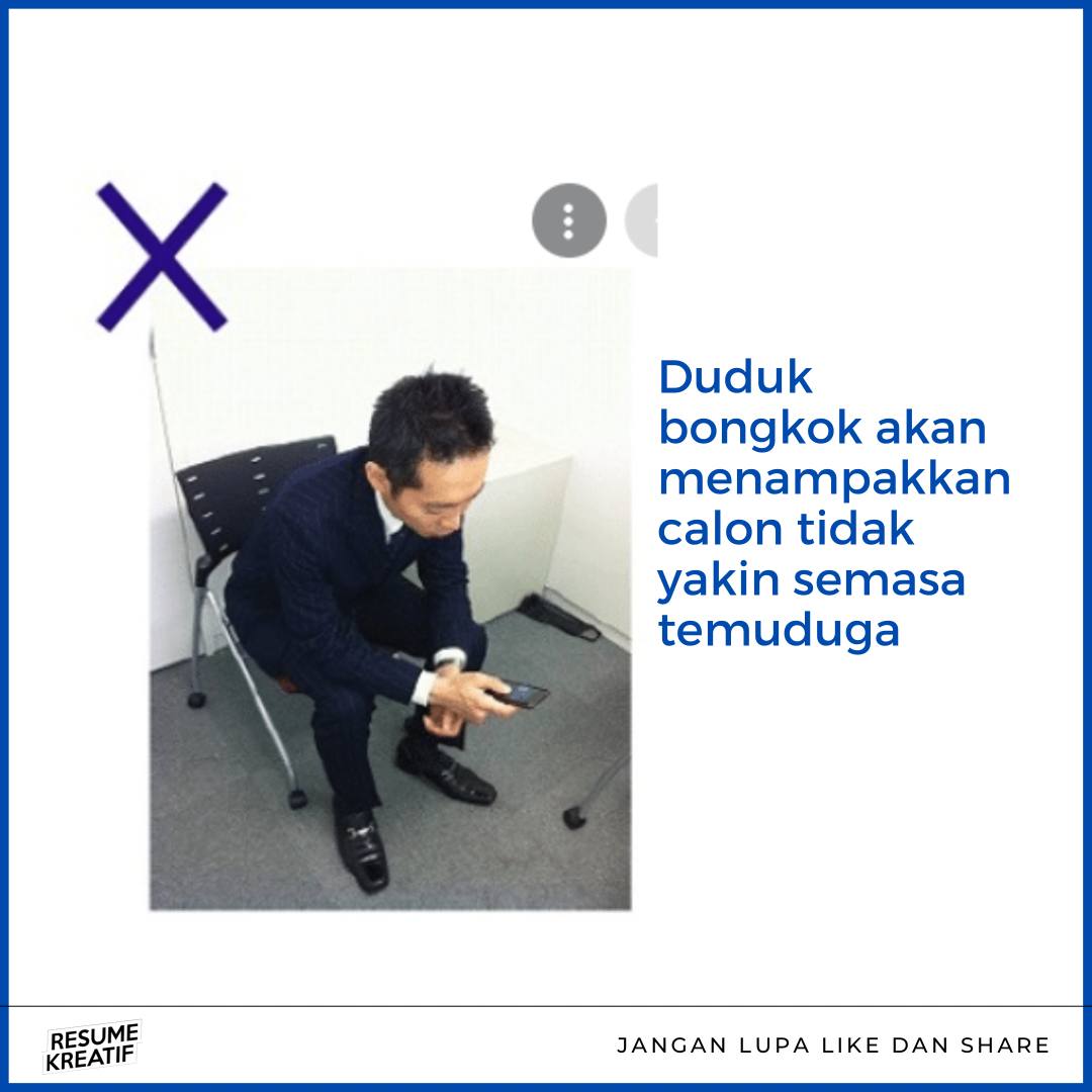 nakkerjaMY's tweet photo. Elakkan bahasa badan begini semasa temuduga

Follow for more
https://t.co/TarnRLgBLL 

#rktips https://t.co/x7j8qjQTeG