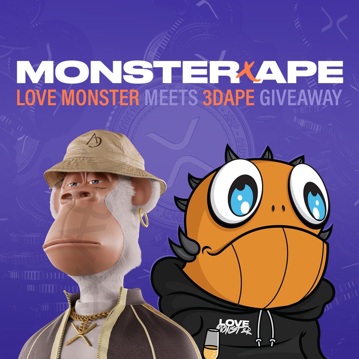 🔥 <a href="/XRPL3DAPES/">3DAPES™</a> X @LoveMonsterNFT 🔥 

APES &amp; MONSTERS have joined forces to give members a chance to WIN 1 token each.

✅ Like, Retweet, Tag 2 Friends.

✅ Follow: <a href="/XRPL3DAPES/">3DAPES™</a> + @LoveMonsterNFT 

✅ Join our Discords:

discord.gg/3dapes
discord.gg/lovemonster