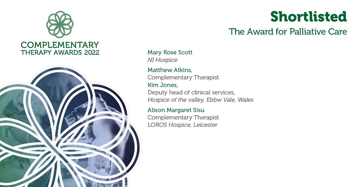 Very best of luck to the finalists in the Award for Palliative Care - we're delighted to be celebrating with them today <a href="/Integrative_HC/">Integrative Health Convention</a> 
#CompTherapyStars <a href="/CollegeofMed/">College of Medicine</a>  #IHC2022