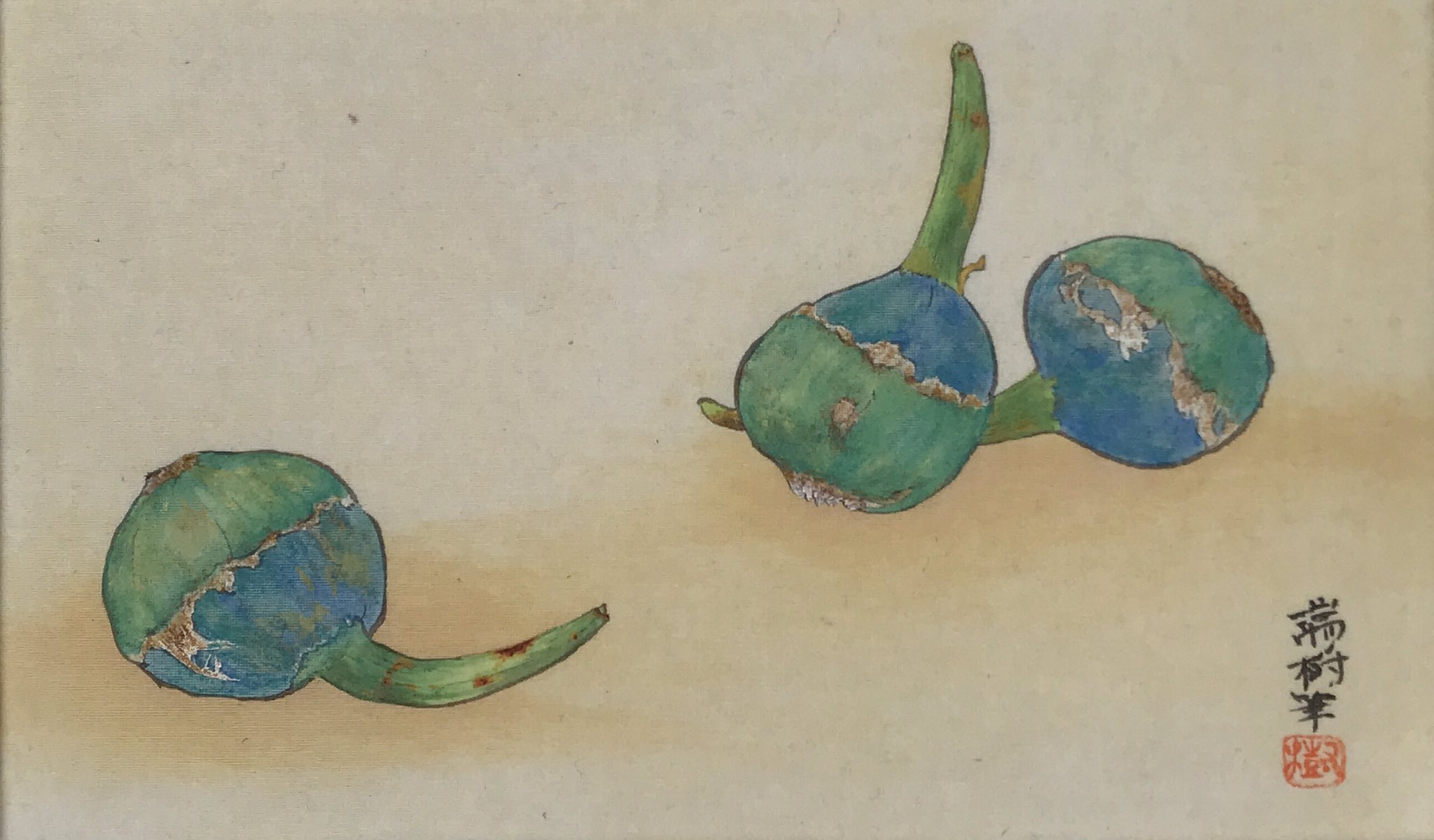 日本画 かずを(作者不詳) 額36.5×33.5cm絵27×24cm 色紙絵 美しい 額36.5×33.5cm絵27×24cm かずを(作者不詳) 日本画 から
