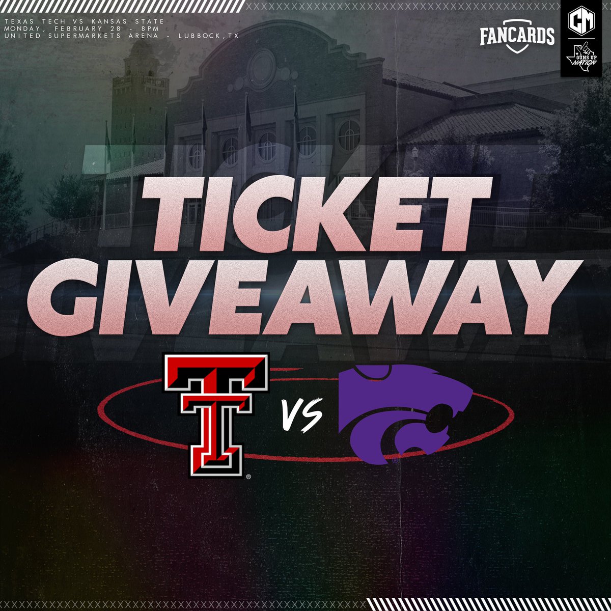 🚨GIVEAWAY TIME PART 2🚨

We’ve partnered with <a href="/ufancards/">Fancards</a> to give 2️⃣ Tickets away for the TTU vs. Kansas State Game on Feb. 28th‼️

Here’s how to enter👇

LIKE and RETWEET this Tweet

FOLLOW
<a href="/ufancards/">Fancards</a>
<a href="/gunsupnation/">Scarlet & Black Nation</a>

Winner announced Feb. 14‼️
