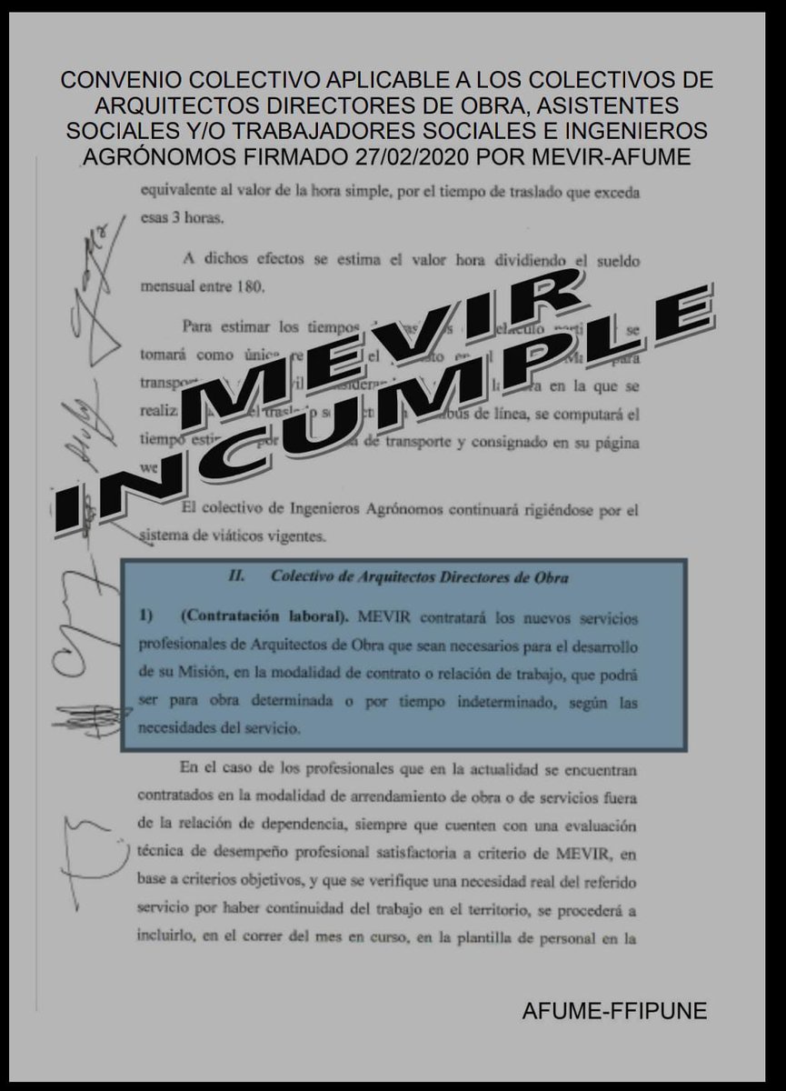 DeAfume's tweet photo. MEVIR incumple convenio colectivo de técnicos de campo 

•SIN avances en espacio de negociación 
•CON cambios permanentes de interlocutores en las distintas reuniones
•GASTA en asesoramiento legal externo para confirmar lo que Afume venía reclamando, desacreditado al Sindicato https://t.co/LNbsFXJoaI