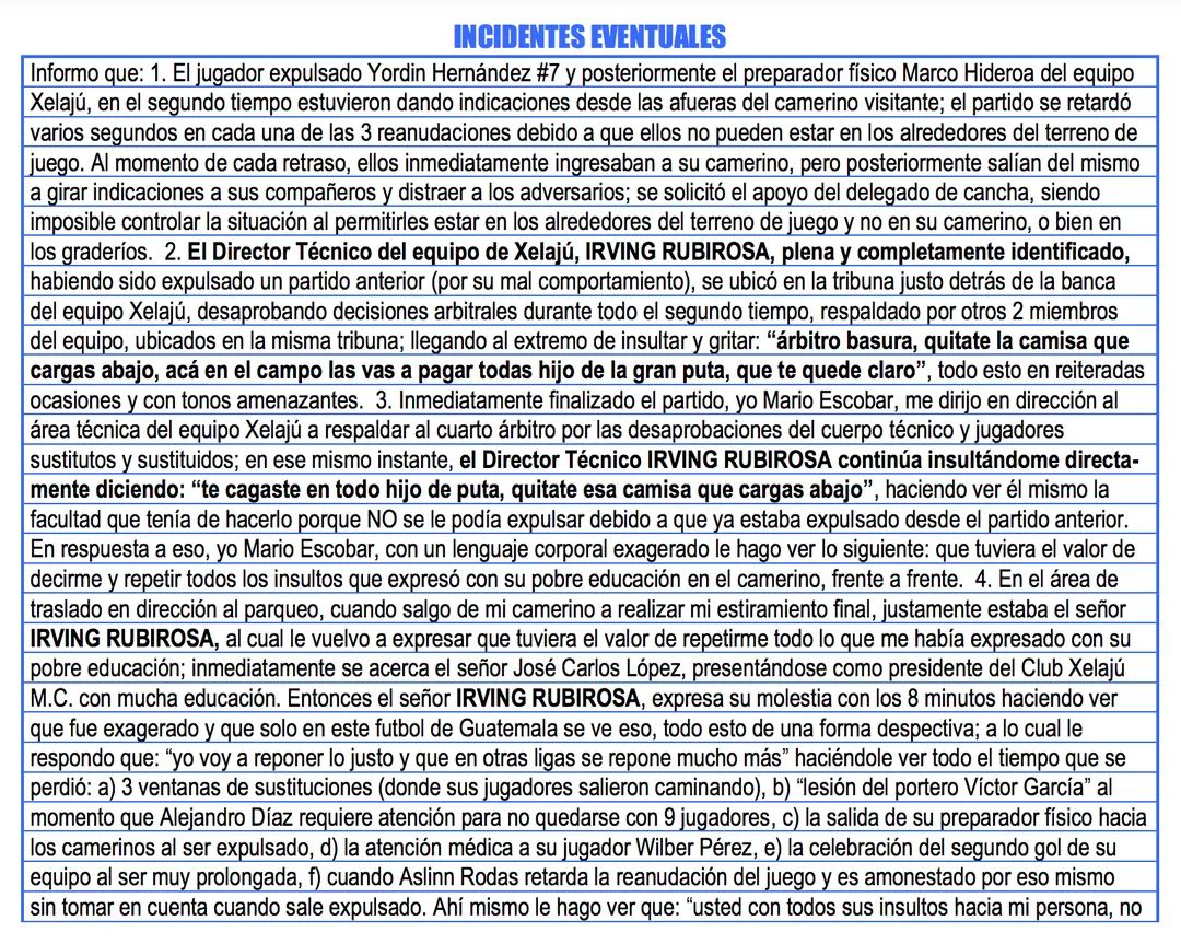 LocosPorXelaju's tweet photo. ¡INFORME ARBITRAL!

Este es el reporte que entrego el árbitro Mario Escobar Toca en el polémico partido que dirigió ayer entre Municipal y Xelaju MC

Te lo presenta Rapimandaditos La Esperanza 

#InfoLPX
#InformeArbitral https://t.co/eMONcgQ0VE
