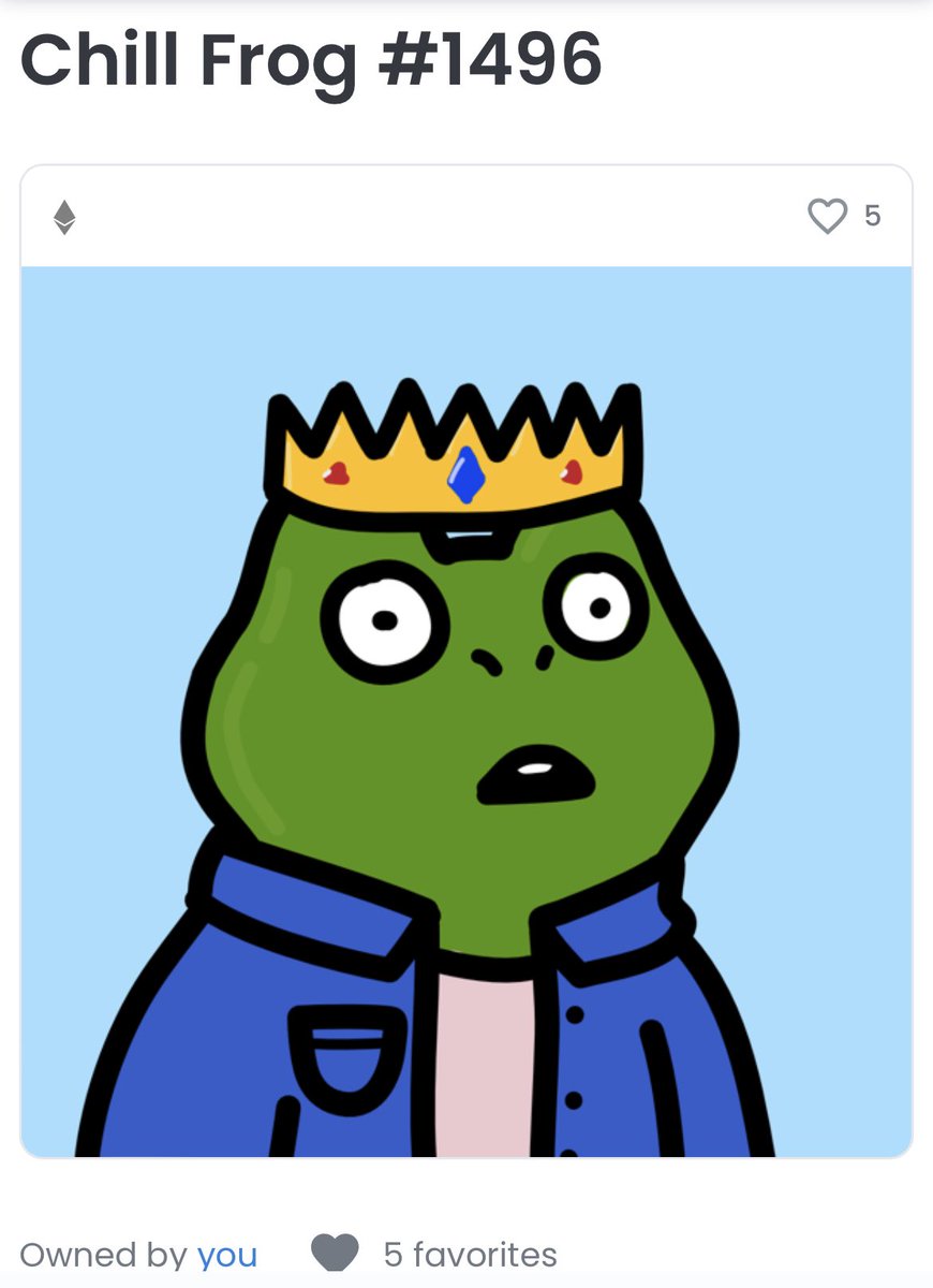 StevieStacks84's tweet photo. Scooped this @chillfrogsnft earlier!! 👑🐸 https://t.co/ZvNCO8OkOy