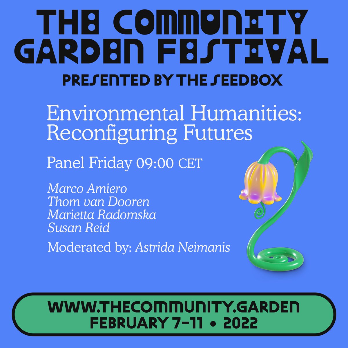 The Seedbox (@the_seedbox) on Twitter photo PANEL TODAY! 09:00 CET
🧜🔥ENVIRONMENTAL HUMANITIES: RECONFIGURING FUTURES
With Marco Armiero/<a href="/thomvandooren/">Account no longer used</a> /Marietta Radomska/<a href="/SueReid24/">Sue Reid</a> Moderator <a href="/AstridaNeimanis/">Astrida Neimanis</a>
What challenges are 🔥urgent🔥 for enviro
humanities? Panellist will pitch concrete “projects” for future collab PANEL TODAY! 09:00 CET
🧜🔥ENVIRONMENTAL HUMANITIES: RECONFIGURING FUTURES
With Marco Armiero/<a href="/thomvandooren/">Account no longer used</a> /Marietta Radomska/<a href="/SueReid24/">Sue Reid</a> Moderator <a href="/AstridaNeimanis/">Astrida Neimanis</a>
What challenges are 🔥urgent🔥 for enviro
humanities? Panellist will pitch concrete “projects” for future collab