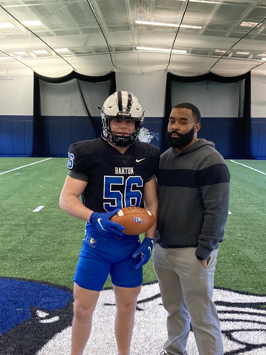 Thank You <a href="/barton_fb/">BartonCollegeFB</a> for the awesome visit today. Great staff and great program going on here. More than blessed to say I’ve received an offer to further my academics and athletics! ⚫️🔵<a href="/CoachBurnetteBC/">Treiston Burnette</a> <a href="/COACHMO54/">Eric Morris</a> <a href="/hester_chip/">Chip Hester</a>