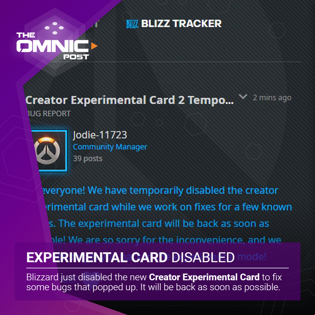 omnicpost's tweet photo. Do you think the tank damage nerf is one of the bugs? :p
#experimentalcard #creatorcup #bug #overwatchgame #overwatch #gaming #overwatch2 https://t.co/PtHWAw9fQo