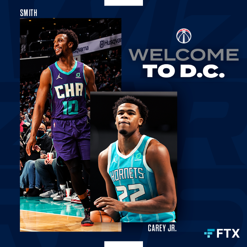 WashWizards's tweet photo. 📰 OFFICIAL: We've acquired Ish Smith and Vernon Carey Jr. in a trade with the Hornets!

#DCAboveAll | @FTX_Official