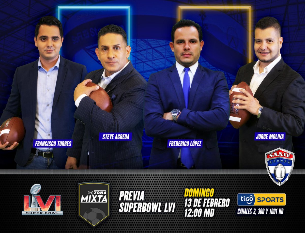 Este domingo 13 de febrero, podremos ver a Steve Ágreda, presidente de nuestra federación,compartiendo información, en la previa del Super Bowl LVI que se transmitirá por <a href="/TigoSports_SV/">Tigo Sports</a> para que puedan conocer más sobre este gran evento y este deporte
¡No se lo pierdan! 🏈
#SAAIF