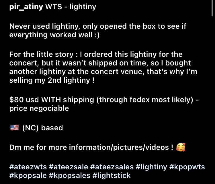 PiratinyShop's tweet photo. ⚡️ Want to sell - Ateez lightiny ⚡️

Never used, only opened and tried it to see if it worked correctly ! 

Price : $80usd WITH shipping 

🇺🇸 USA (NC) based 

Dm for more information ! 

#ateezwts #ateezsale #ateezsales #kpopwts #kpopsale #kpopsales #lightstick https://t.co/a0K7wkDhVD