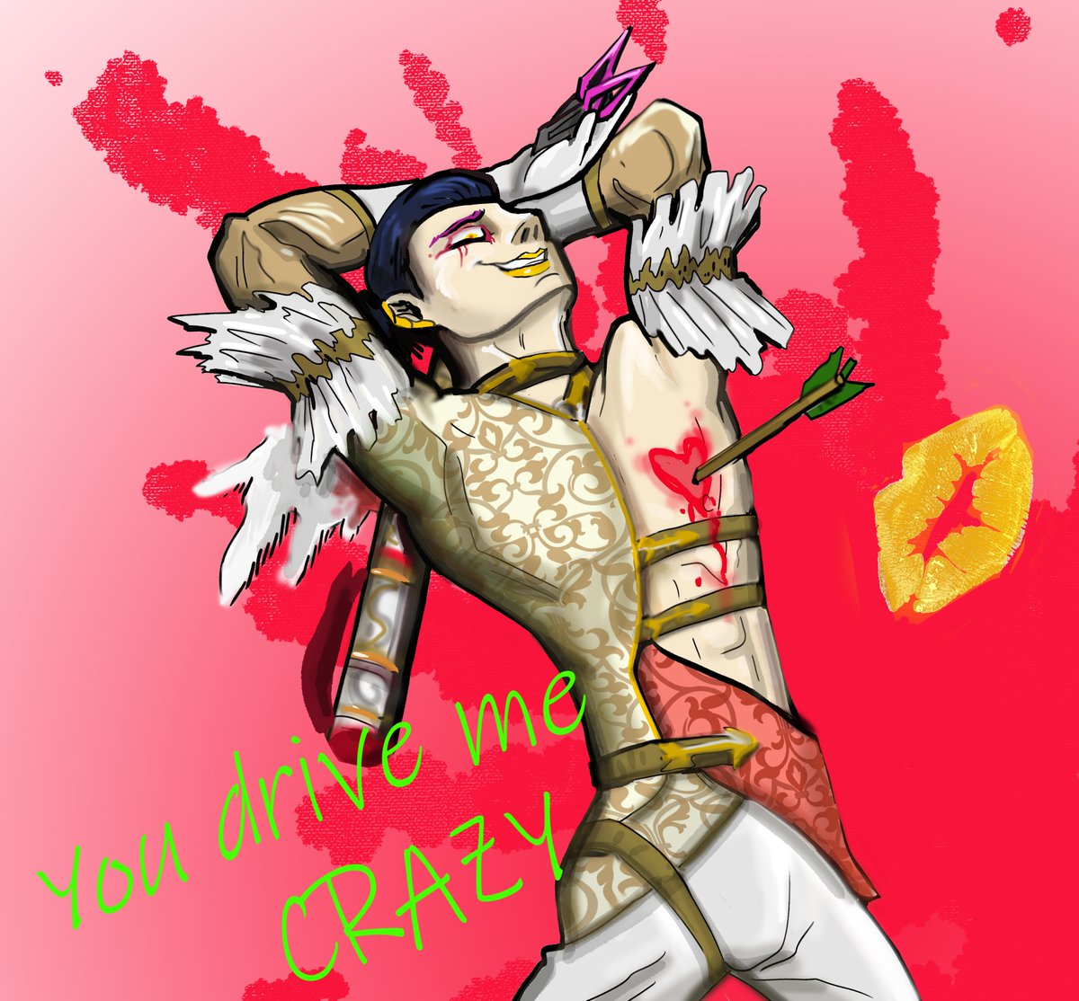 Gorejock's tweet photo. Happy V-day from The Trickster 

#dbd #dbdfanart #dbdart #art #drawings #draw https://t.co/G98hjEdTf1