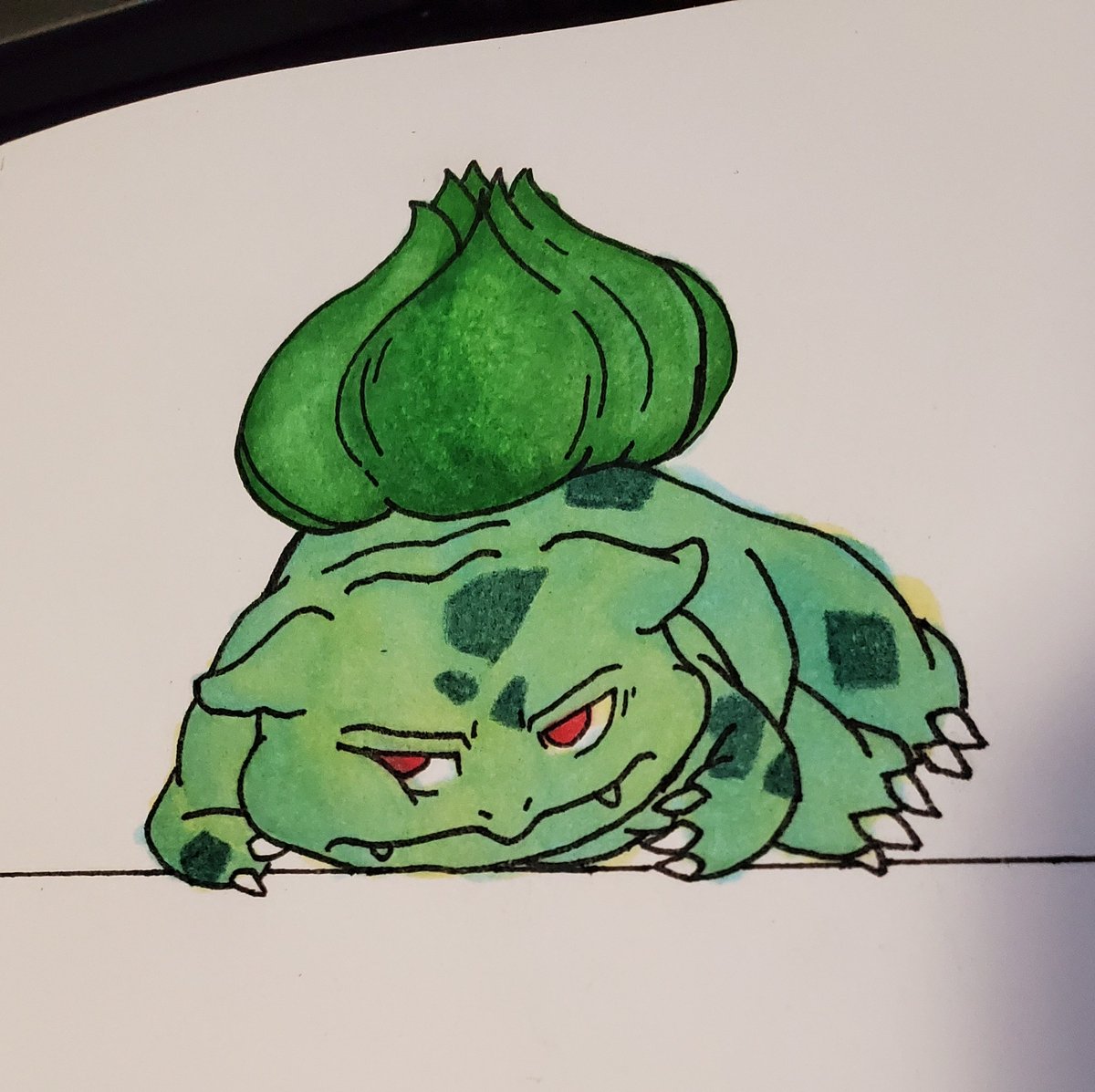Husky_Pup's tweet photo. Got a new sketchbook. Gonna try my hardest to fill it with marker drawings so I can get better. Here's the first #Pokemon of what will hopefully be hundreds! https://t.co/H6SQweeL3M