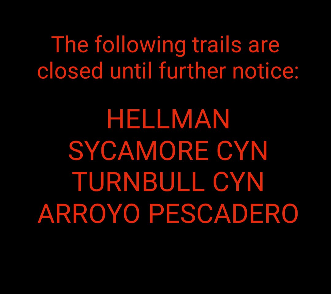 PLEASE NOTE TRAIL CLOSURES: Requested by our local fire department. A small fire has been put out. Thank you for understanding. Be safe in this heat. #whittierhills