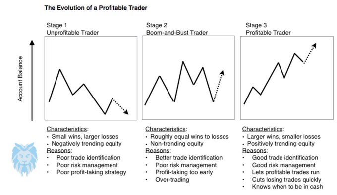 Evolution of a Profitable Trader. 

Focus on the process and incremental improvement each and every day.