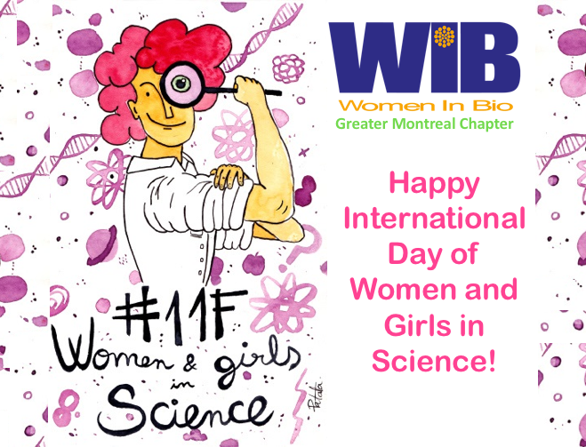 WIBMontreal's tweet photo. Happy #February11  #InternationalDayofWomenandGirlsinScience to all #WomenInScience #WomenInSTEM across the world especially in #montreal , #Quebec , #canada. 
#WomeninScienceDay #womeninbio
(illustration adapted from Anna Medina) https://t.co/KepFTQLAV0