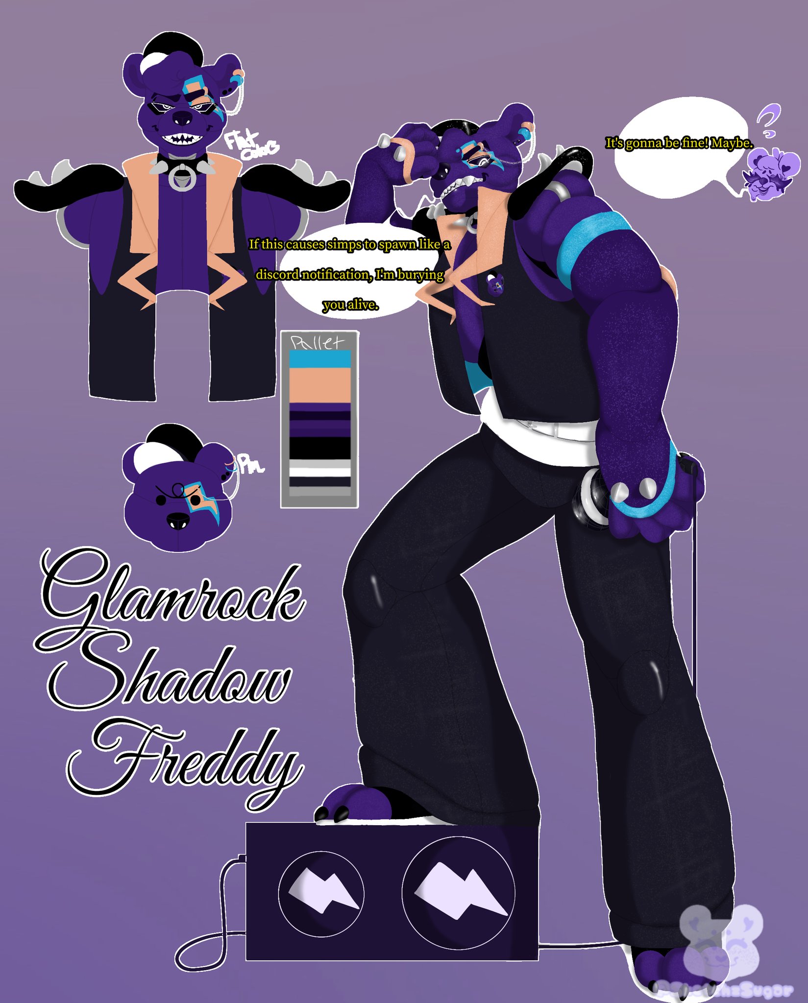 💜SugarSketchz💛 on X: He's done! Meet my Glamrock Shadow Freddy!!  #fnafsecuritybreach #fnaffanart #FNaF2 #ShadowFreddy   / X