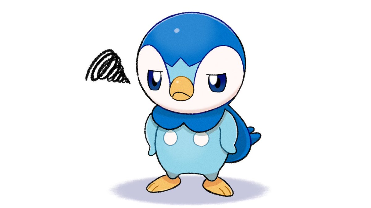 piplup solo squiggle no humans pokemon (creature) blue eyes standing toes  illustration images