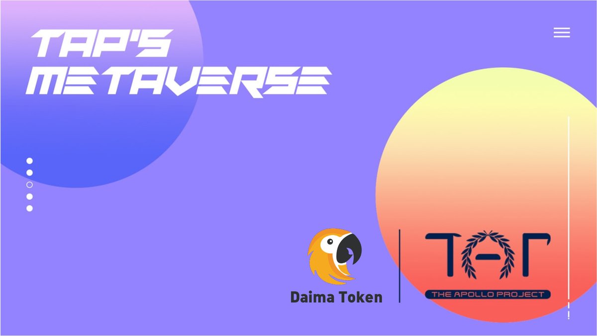 📢📢New Member has joined #TAP's Metaverse: Daima Token

🦜<a href="/DaimaToken/">Daima Ecosystem</a> is a #Defi innovative double reward reflection token that rewards its holders. Users can earn 20% BNB and 5% BANANA on each transaction made automatically.