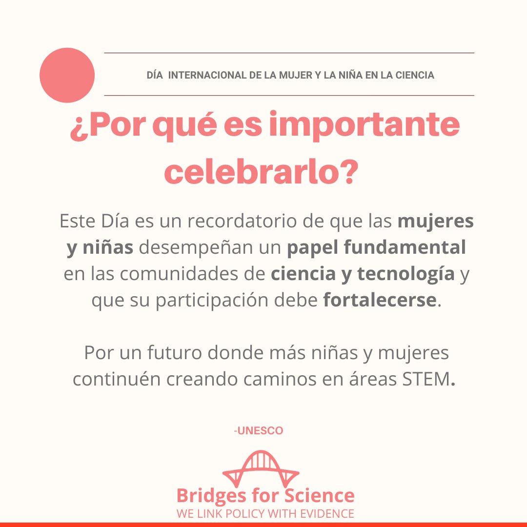 Desde el 2016 la <a href="/ONU_es/">Naciones Unidas</a>  proclamó el 11 de #Febrero como el 🧑🏽‍🔬Día Internacional de la #Mujer y la #Niña en la #Ciencia🧪💻 pero, ¿por qué es importante? aquí te lo contamos 😉👉
#BridgesforScience #WomeninScience #MujeresenCiencia #STEAM