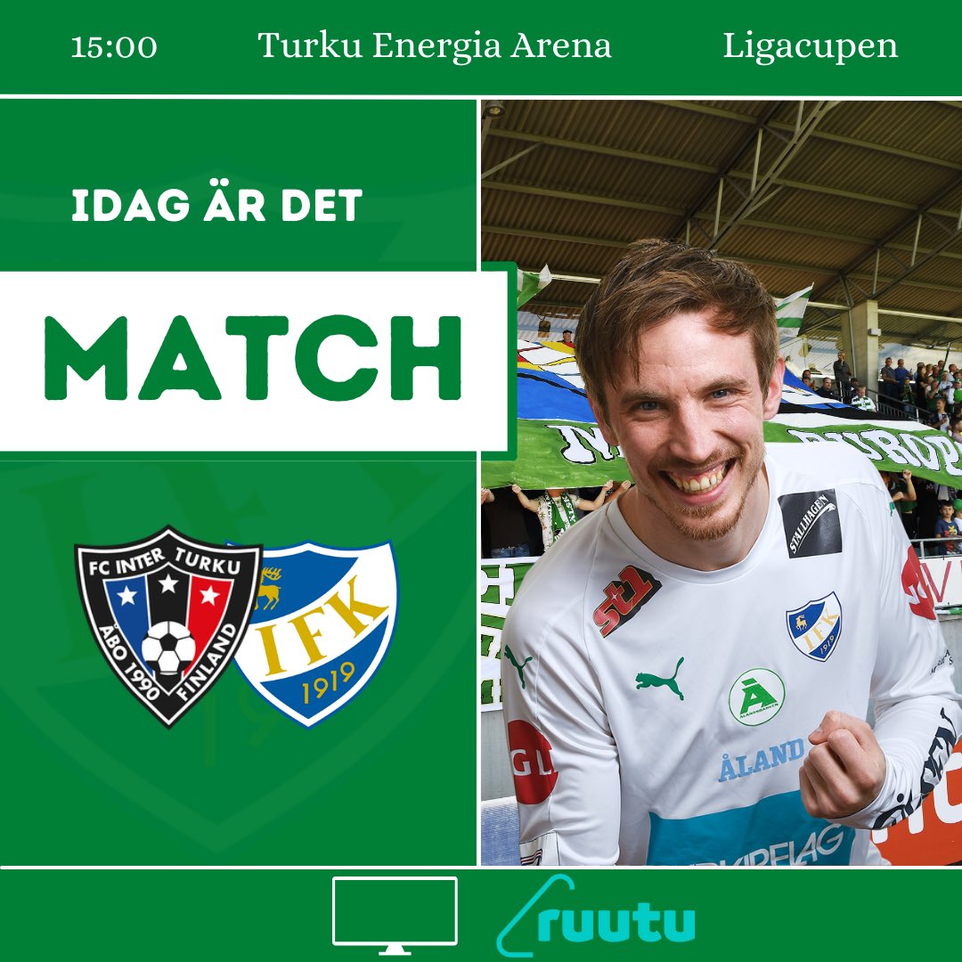 IFKMariehamn's tweet photo. 𝐌𝐀𝐓𝐂𝐇𝐃𝐀𝐆! 

🆚 @FCInterTurku
🕒 15:00
🏟 Turku Energia Areena
🖥 Ruutu+ 
🟢⚪️

#IFKMariehamn #INTIFKM https://t.co/4tBP0XZJhr