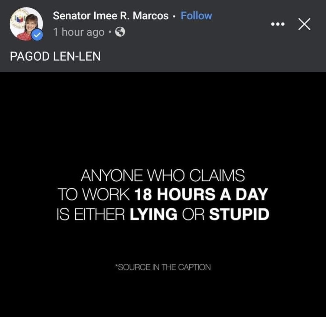 TJeDeanaticsOFC's tweet photo. Sorry for using this acct for this kind of tweet, pero FYI po, I worked for 3-5days straight as stay-in caregiver. Idlep lang magagawa mo lalo kung critical case.

Am I lying or stupid? NO. Given the situation now, kailangan naming MAS mag ingat. So shame on you, IMEE MARCOS. 👎🏻 https://t.co/h02t91tgkz