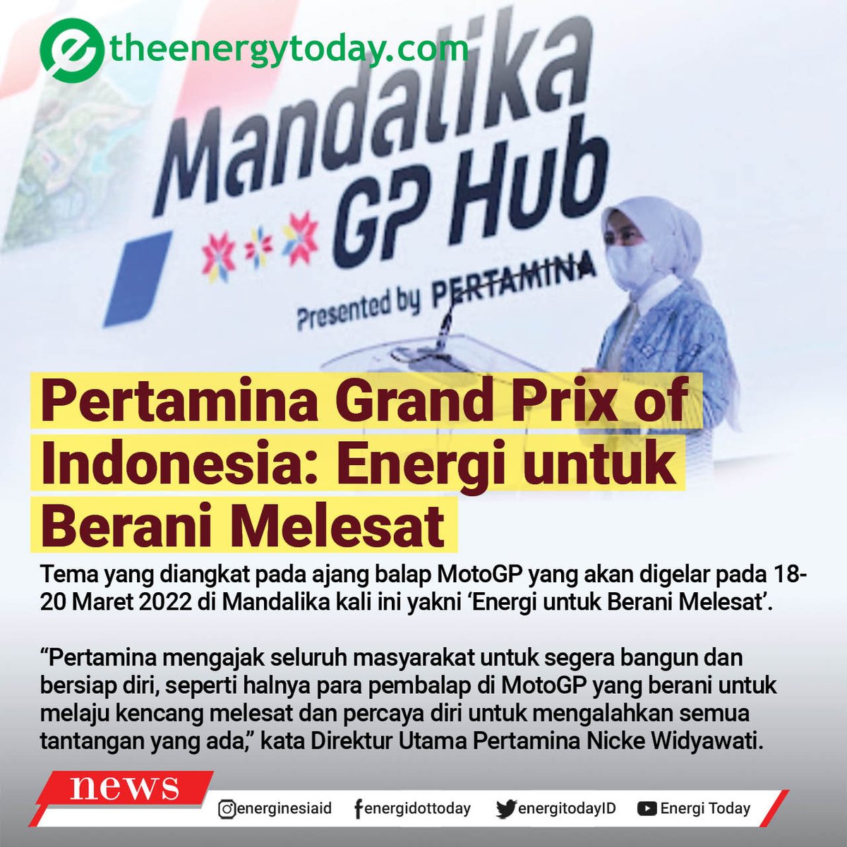 Rafizky7's tweet photo. Selain itu Pertamina Grand Prix of Indonesia juga dapat memajukan motor sport di Indonesia menjadi lebih baik #PertaminaMotoGP https://t.co/o6559InLKF