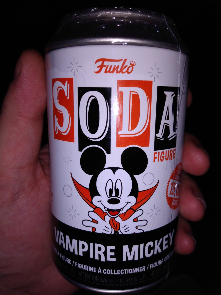 all_nostalgic's tweet photo. Got this Vampire Mickey Funko Soda in the mail today. 💕🐭🧛‍♂️
#90sKid #Nostalgia #Childhood #Disney #MickeyMouse #WaltDisney #VampireMickey #FunkoSoda https://t.co/HvuKFBkUxG