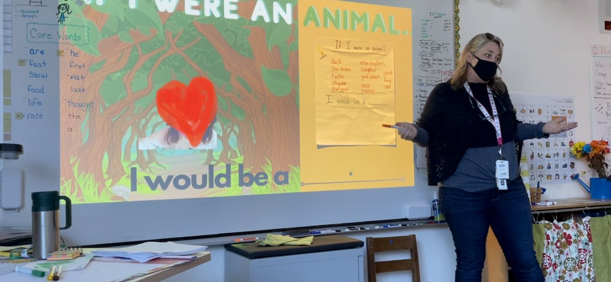 TheShredmon's tweet photo. When you go to ATIA the connection to make student learning more engaging happen! Taking Predictable Chart Writing to a new level! Thanks, @SarahGregorySLP and @Lasenders This was so fun! #ATIA #Canva #Readtopia #PredictableChartWriting https://t.co/49bNdAlNs5