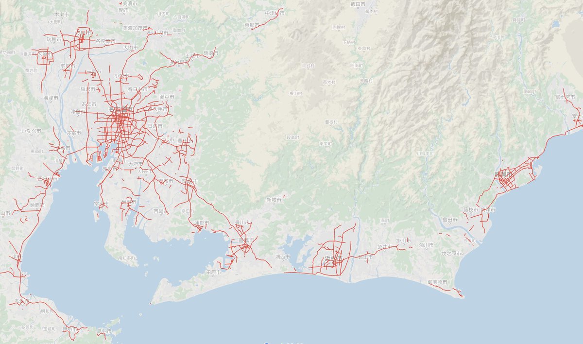uruu_geo's tweet photo. 東海地方の4車線地図 https://t.co/RX9EFfee0c