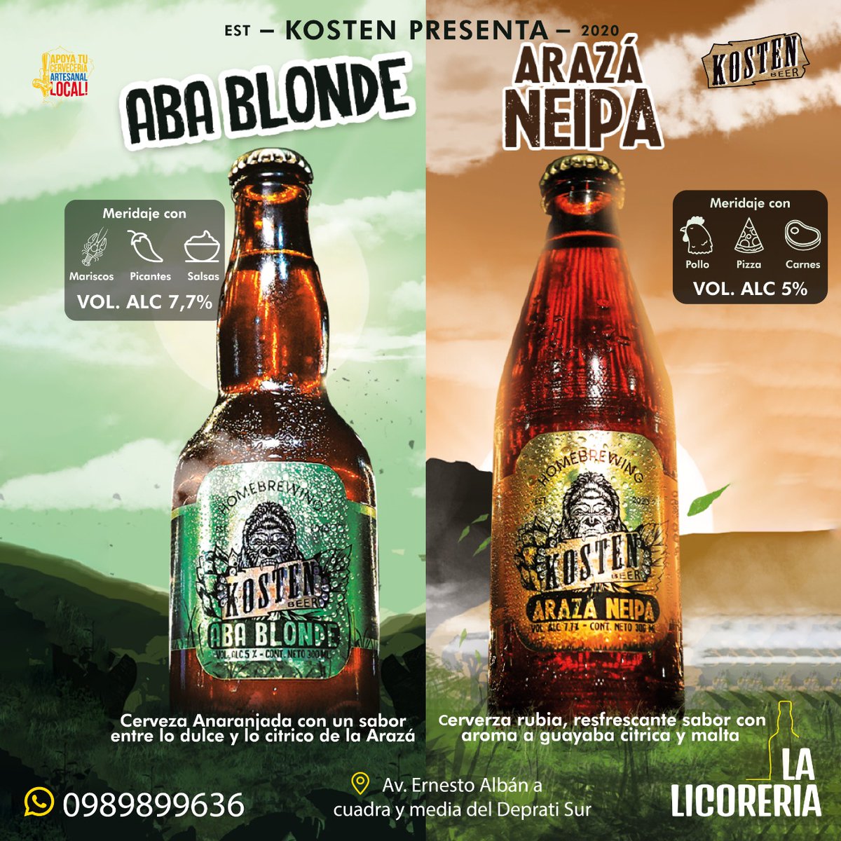 Lalicoreria1's tweet photo. 🍺Cerveza color naranja, con un sabor entre lo dulce y lo cítrico del Arazá.

🍺Cerveza rubia, refrescante sabor con aroma a Guayaba cítrica y malta.

🤔 Cuál de las dos deseas probar??

📲Pide a domicilio al 098 989 9636 o Encuéntranos en las plataformas de UberEATS y PedidosYa https://t.co/Zuorwml2o1