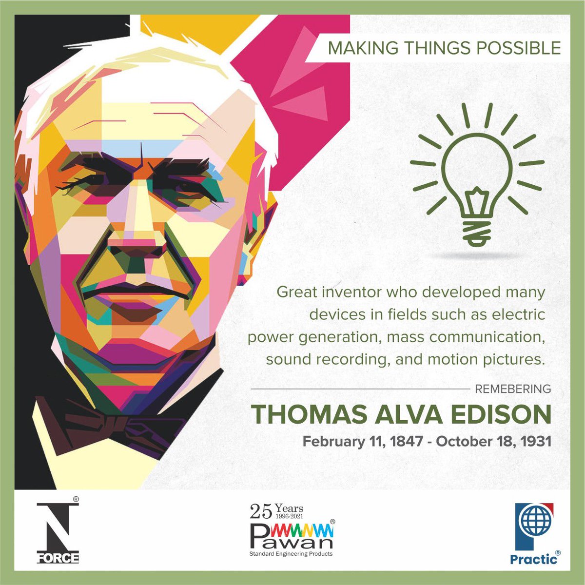 PracticIndia's tweet image. Thank you Thomas Alva Edison for your contribution towards betterment of life and Making Things Possible.

#MakingThingsPossible #ThankYou #PawanGroup #edison #thomasedison #PracticIndia