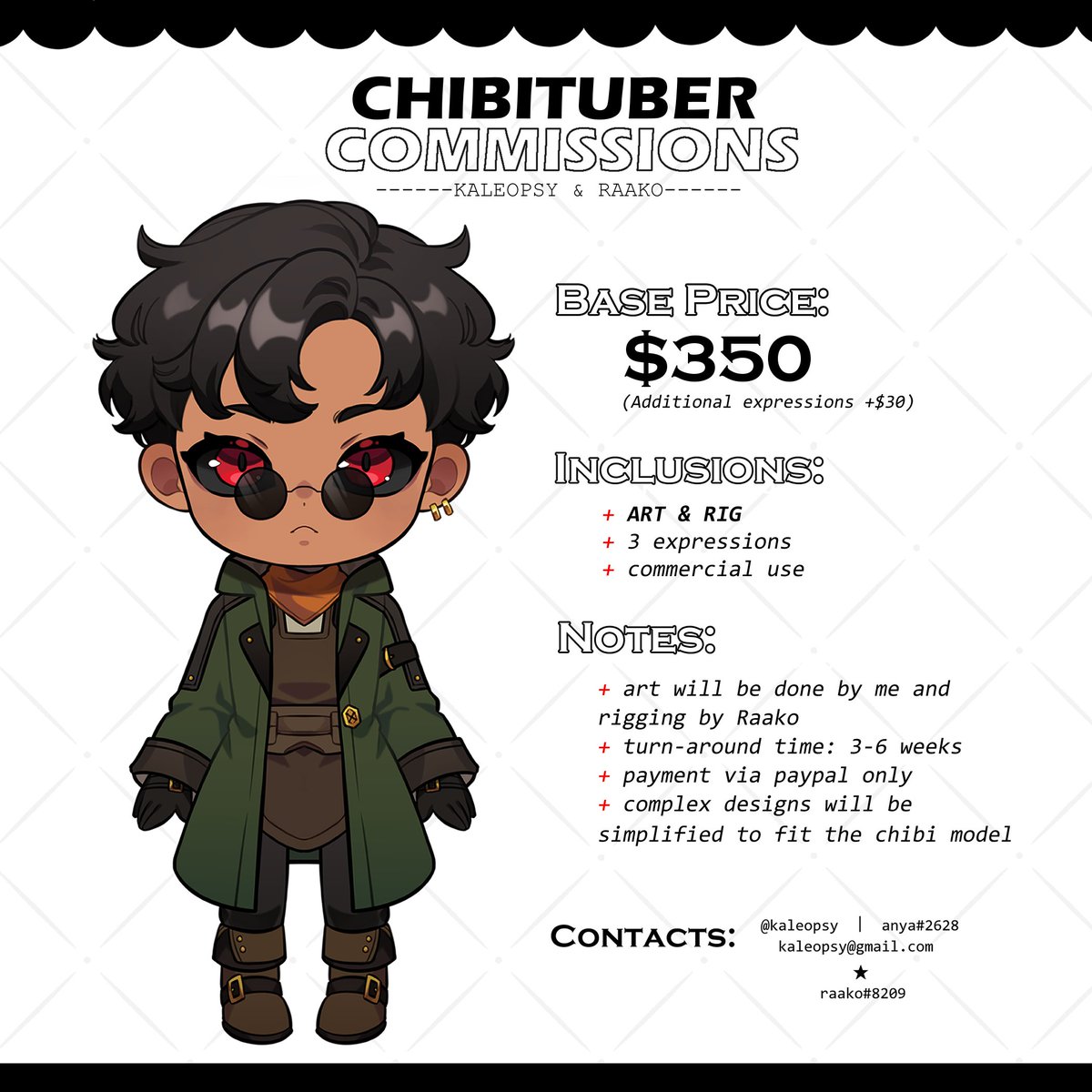 ★Chibituber comms open!!★
I am collab'ing with my sister Raako for chibi model+rig comms~ Limited slots only!

Retweets are very much appreciated, thank you!

For more info: https://t.co/EligXc8e7D 