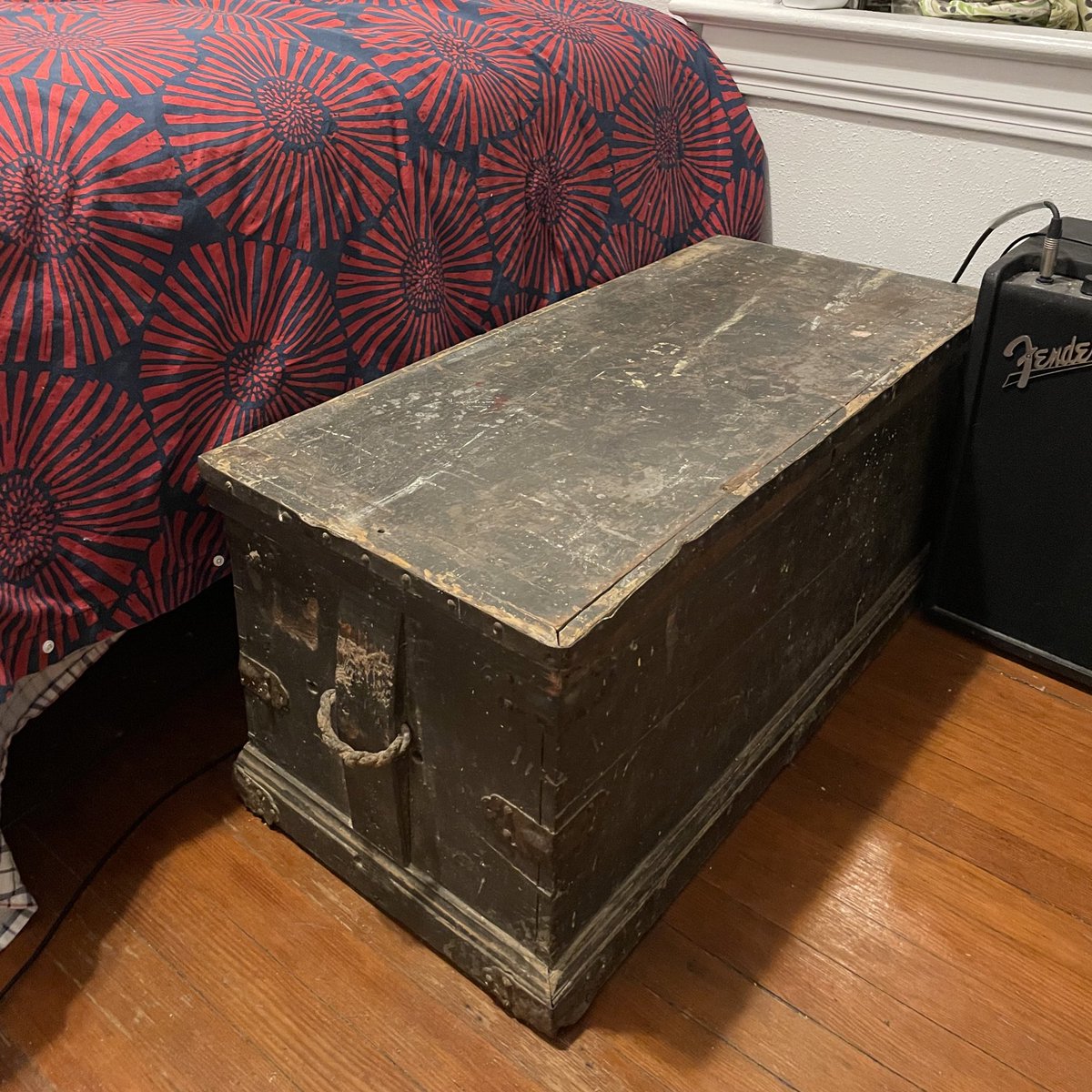willtraves1's tweet photo. A 100 year old chest of tools and hardware that has found a new home in my little apartment. I’m particularly pleased with adzes, caulking irons, and marlinspike. The previous owner, a retired shipwright, was happy they were going to a good home. https://t.co/uMNPG3tKEw