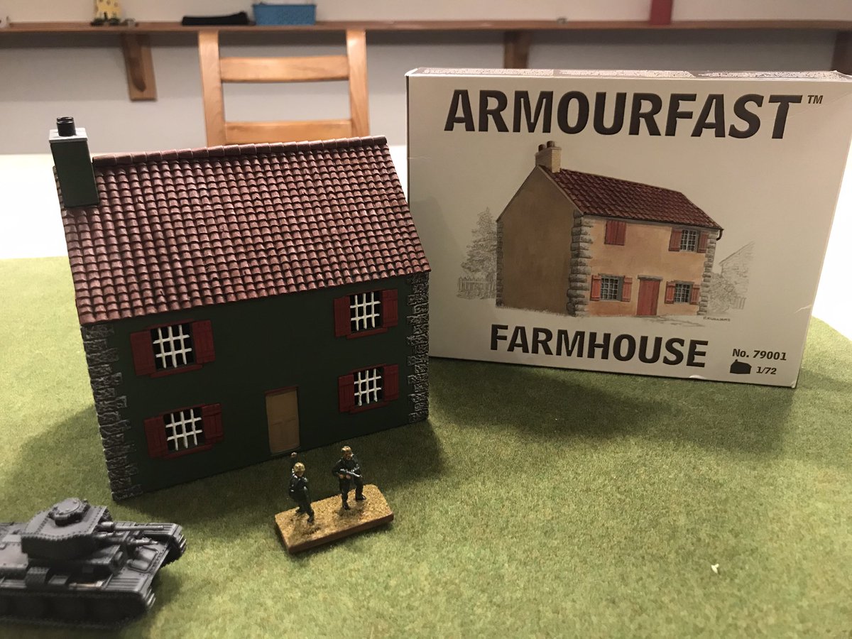 murkyshore's tweet photo. Finished another 1/72 scale Armourfast Farmhouse. A fairly decent model but not up to the standards of Italeri’s 1/72 buildings. #172scale #armourfast #ww2building https://t.co/98TGEoShHT