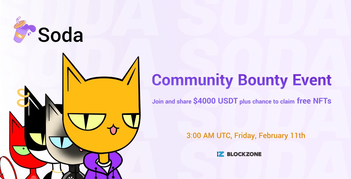 SonetMiddleware's tweet photo. The Soda Blockzone event is OFFICIAL! 🥤
Sign up to be part of the beta test campaign for Soda and earn rewards! We hope our community has as much fun using Soda to mint and share NFTs as we do, and are looking forward to seeing your masterpieces! 🖼🥳
https://t.co/VtJKd9oGUI https://t.co/iCXL9ge4gK